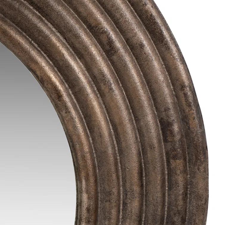 Round Bronze Metal Wall Mirror 40"