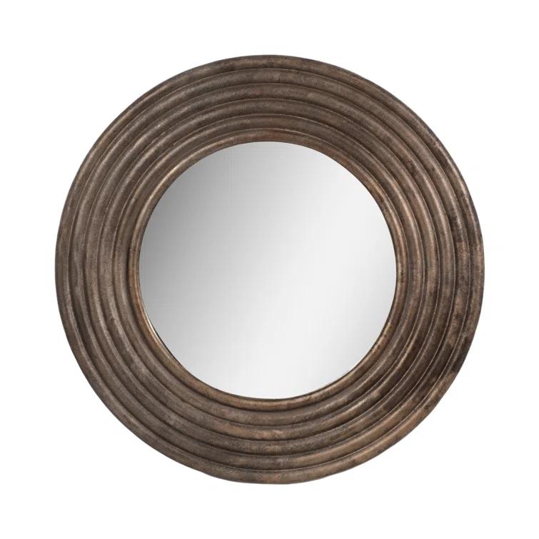 Round Bronze Metal Wall Mirror 40"