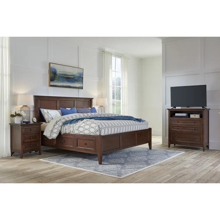 Solid Wood Platform Storage Bed