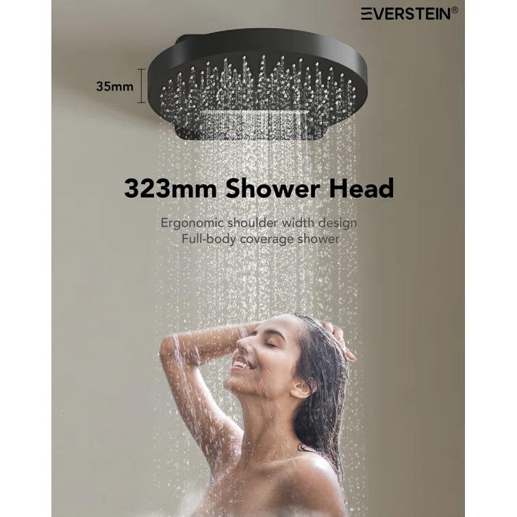 Wall Mounted Dual Thermostatic Shower Shower Faucet Set ,Waterfall & Rainfall Shower Head with Rough-In Valve