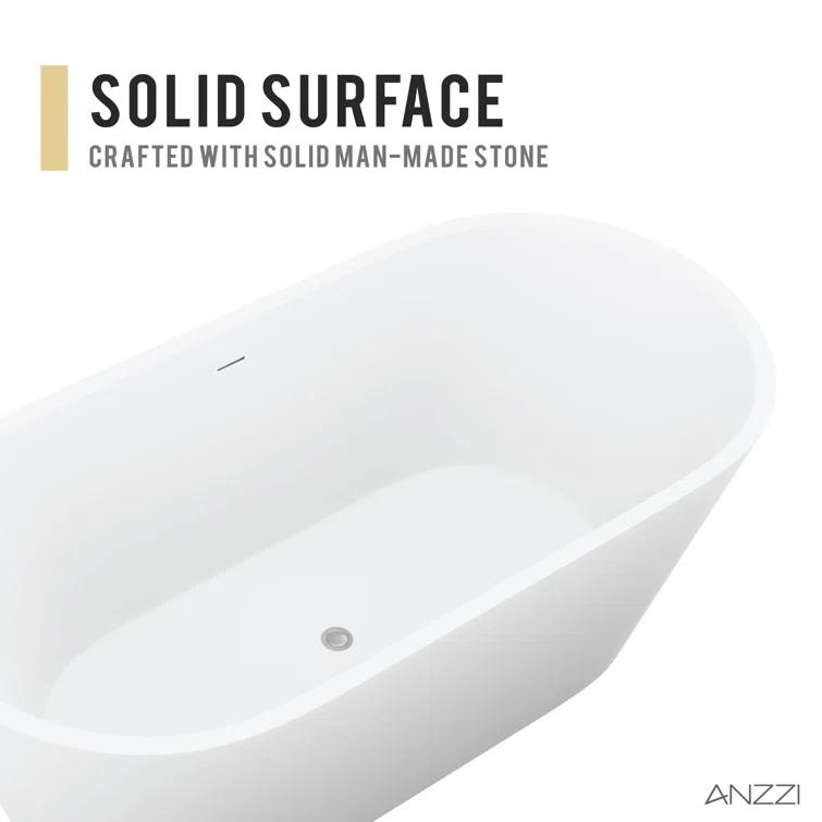 Rossetto 66.8'' x 24.25'' Freestanding Soaking Solid Surface Bathtub