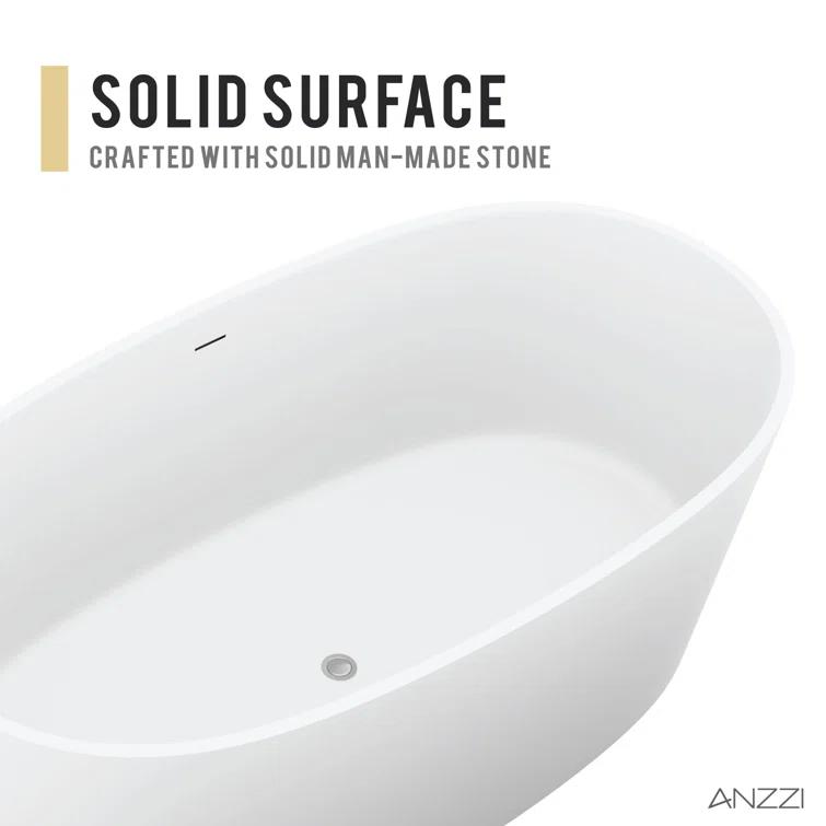 Roccia 62'' x 32'' Freestanding Soaking Solid Surface Bathtub