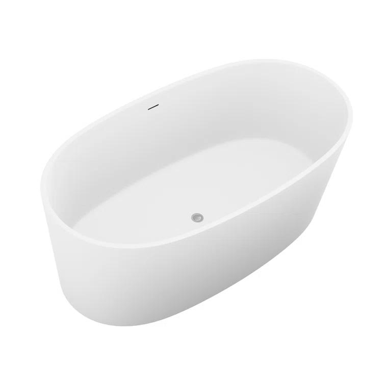 Roccia 62'' x 32'' Freestanding Soaking Solid Surface Bathtub