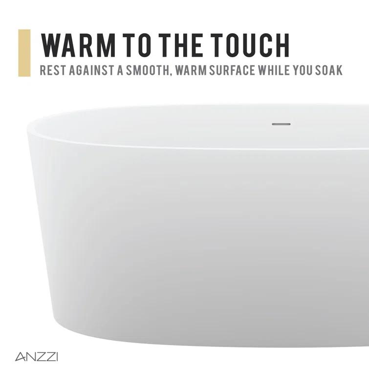 Roccia 62'' x 32'' Freestanding Soaking Solid Surface Bathtub