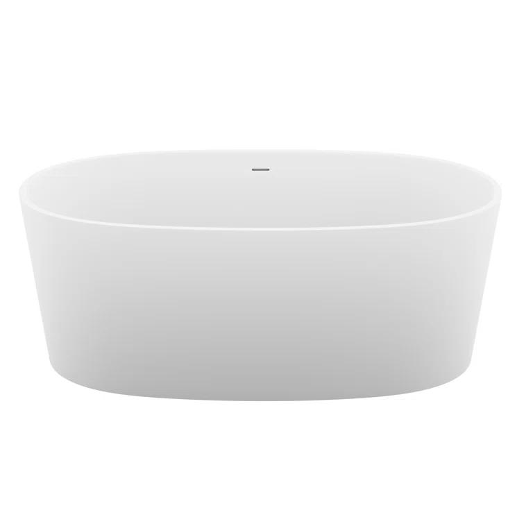 Roccia 62'' x 32'' Freestanding Soaking Solid Surface Bathtub