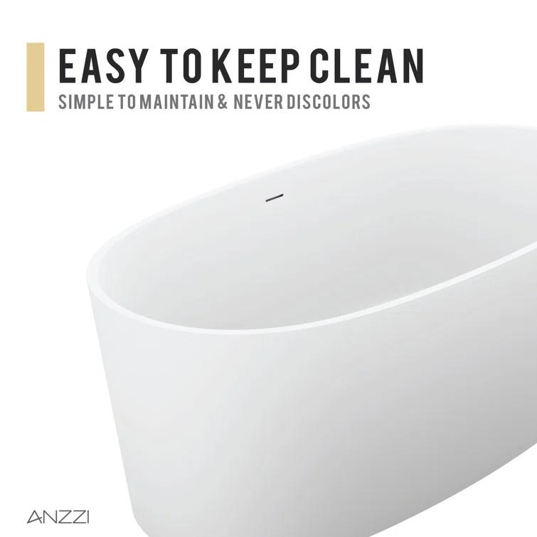 Roccia 62'' x 32'' Freestanding Soaking Solid Surface Bathtub
