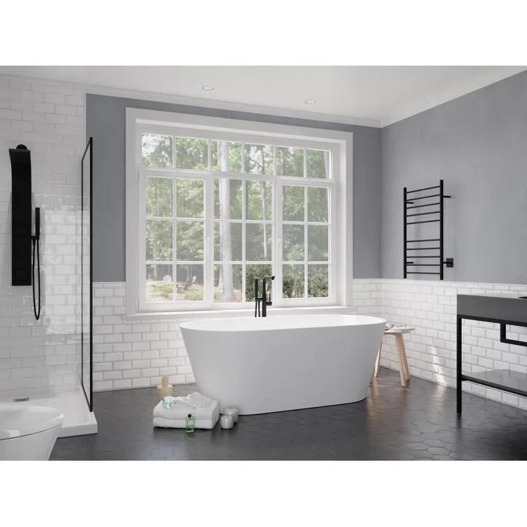 Roccia 62'' x 32'' Freestanding Soaking Solid Surface Bathtub