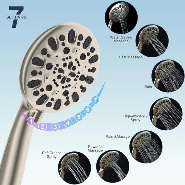 10'' High Pressure Rainfall Shower Head/Handheld Showerhead Combo with 12'' Adjustable Curved