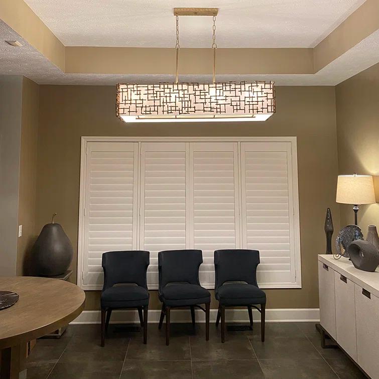 Farrah 10-Light White Linen Linen Chandelier w/ Hammered Crosshatch Bars