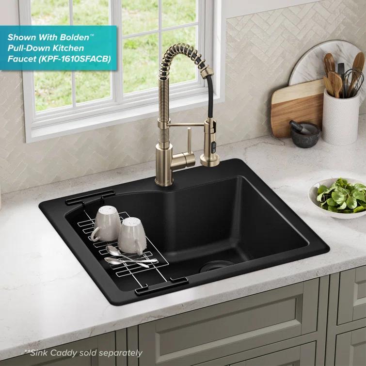 KRAUS Quarza™ 25" L Dual Mount Single Bowl Granite Kitchen Sink