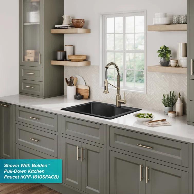 KRAUS Quarza™ 25" L Dual Mount Single Bowl Granite Kitchen Sink