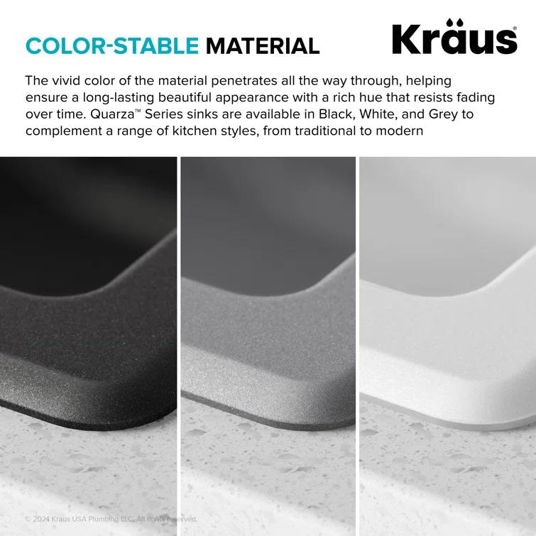 KRAUS Quarza™ 25" L Dual Mount Single Bowl Granite Kitchen Sink