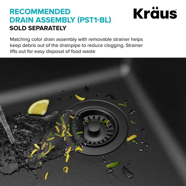 KRAUS Quarza™ 25" L Dual Mount Single Bowl Granite Kitchen Sink