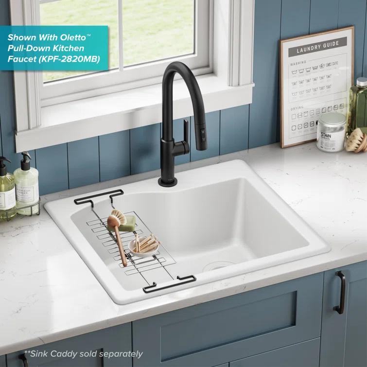 KRAUS Quarza™ 25" L Dual Mount Single Bowl Granite Kitchen Sink