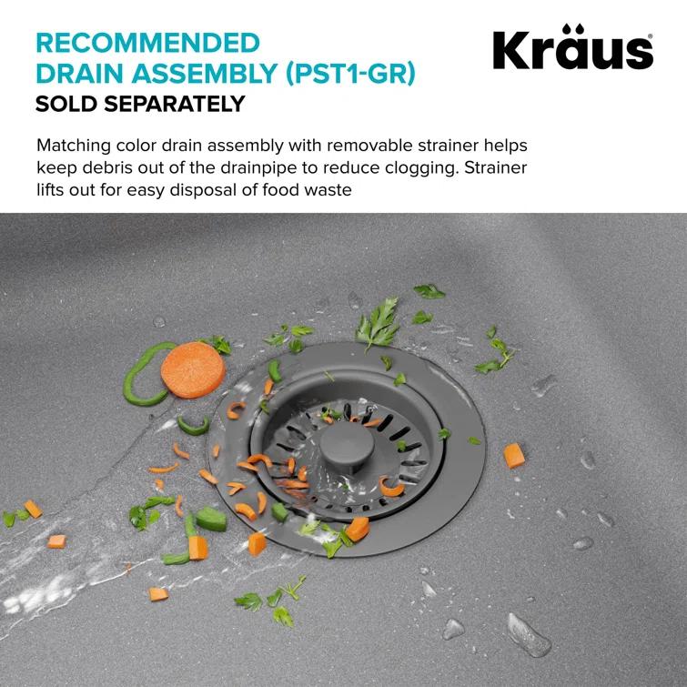 KRAUS Quarza™ 25" L Dual Mount Single Bowl Granite Kitchen Sink