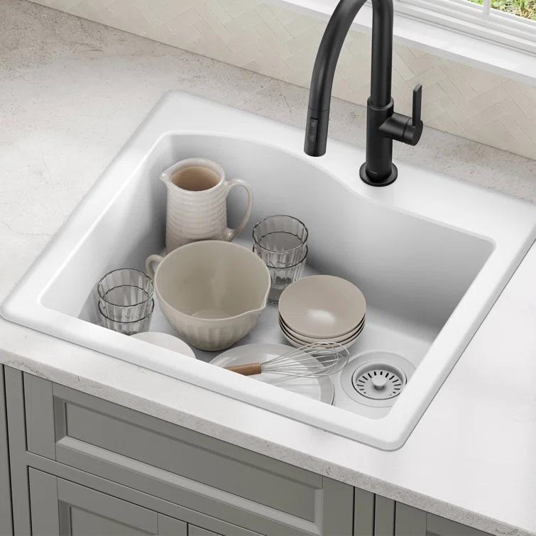 KRAUS Quarza™ 25" L Dual Mount Single Bowl Granite Kitchen Sink