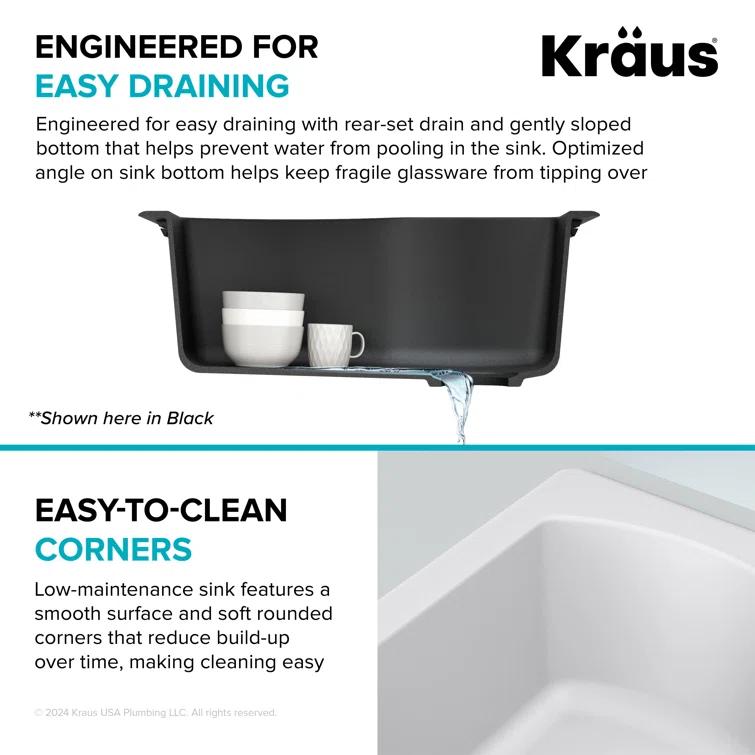 KRAUS Quarza™ 25" L Dual Mount Single Bowl Granite Kitchen Sink