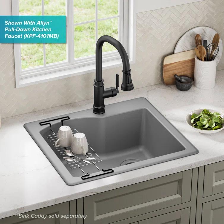 KRAUS Quarza™ 25" L Dual Mount Single Bowl Granite Kitchen Sink