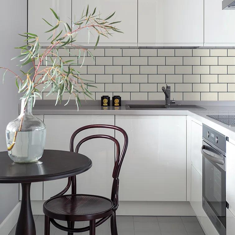 3'' W x 6'' L Glass Peel and Stick Subway Tile