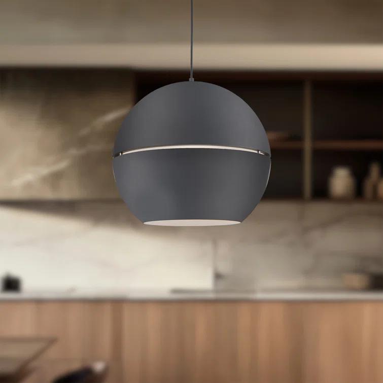 Lucas Split Sphere Black Aluminum Pendant Light, 21.5" H x 24" W