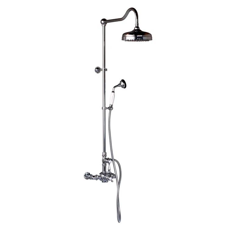 Exposed Thermostatic Shower System 36" Wall Mounted with 1.75 GPM Handshower and Lever/Cross Handles