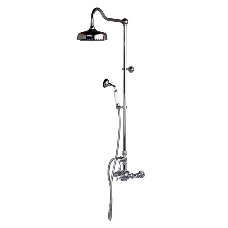 Exposed Thermostatic Shower System 36" Wall Mounted with 1.75 GPM Handshower and Lever/Cross Handles