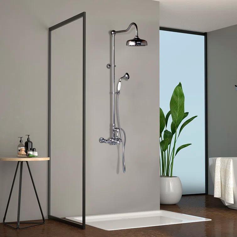 Exposed Thermostatic Shower System 36" Wall Mounted with 1.75 GPM Handshower and Lever/Cross Handles