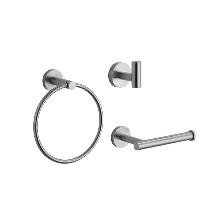 3-Piece Bath Hardware Set With Mounting Hardware With Towel Ring, Towel Hook And Toilet Paper Holder In
