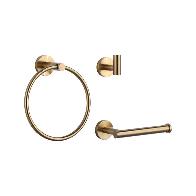 3-Piece Bath Hardware Set With Mounting Hardware With Towel Ring, Towel Hook And Toilet Paper Holder In