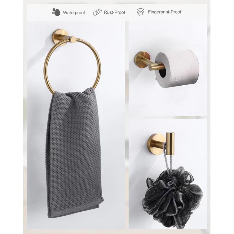 3-Piece Bath Hardware Set With Mounting Hardware With Towel Ring, Towel Hook And Toilet Paper Holder In
