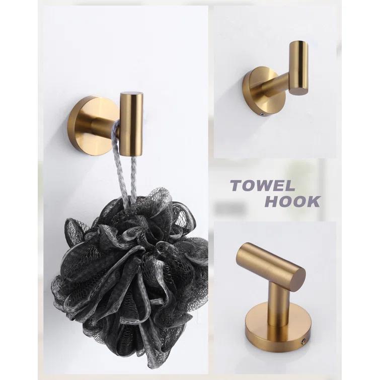 3-Piece Bath Hardware Set With Mounting Hardware With Towel Ring, Towel Hook And Toilet Paper Holder In