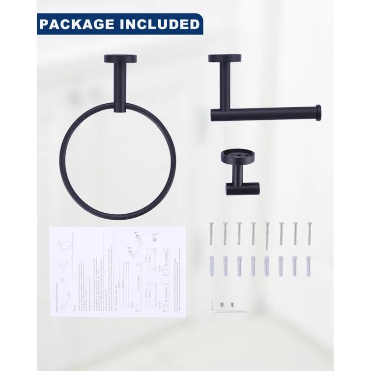 ARCORA AR5210163B 3-Piece Bath Hardware Set With Mounting Hardware With Towel Ring, Towel Hook And Toilet Paper Holder In