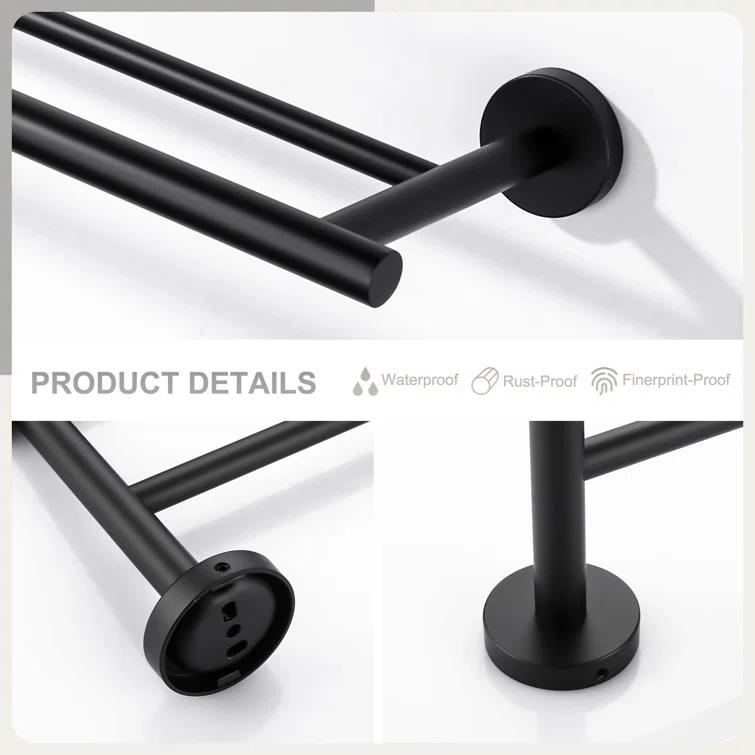 SUS 304 Stainless Steel Bathroom Double Towel Bar, Wall Mount Towel Holder For Bathroom