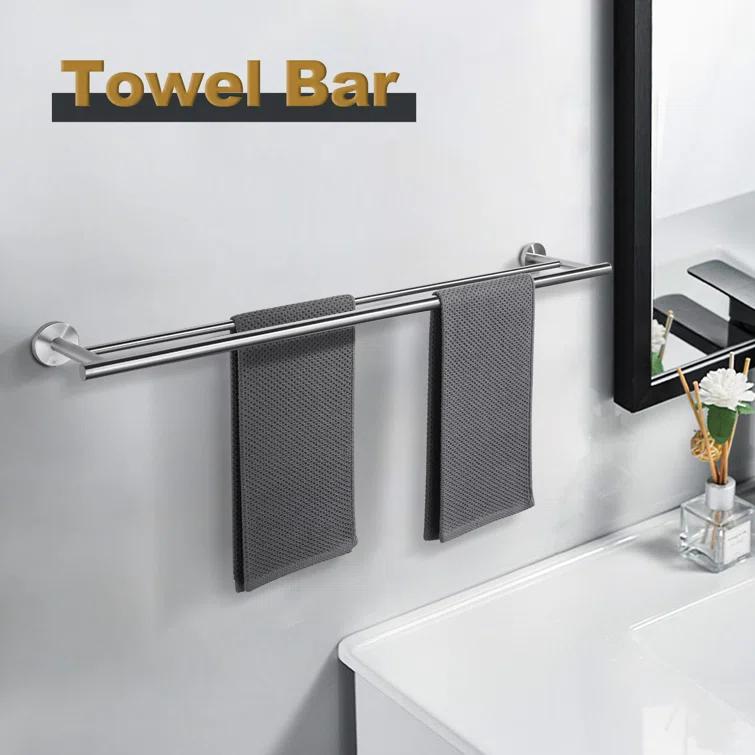 SUS 304 Stainless Steel Bathroom Double Towel Bar, Wall Mount Towel Holder For Bathroom
