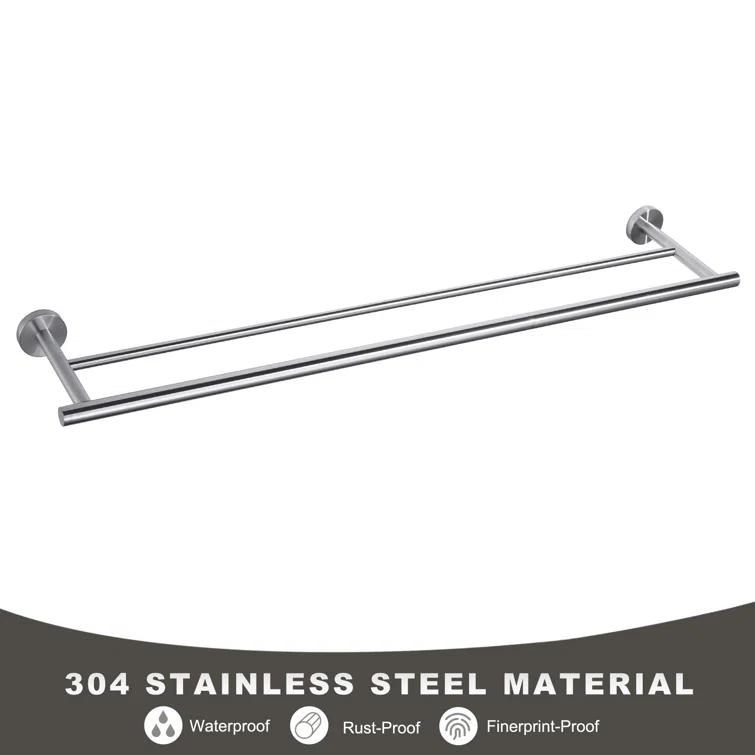 SUS 304 Stainless Steel Bathroom Double Towel Bar, Wall Mount Towel Holder For Bathroom