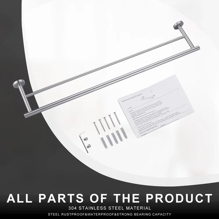 SUS 304 Stainless Steel Bathroom Double Towel Bar, Wall Mount Towel Holder For Bathroom