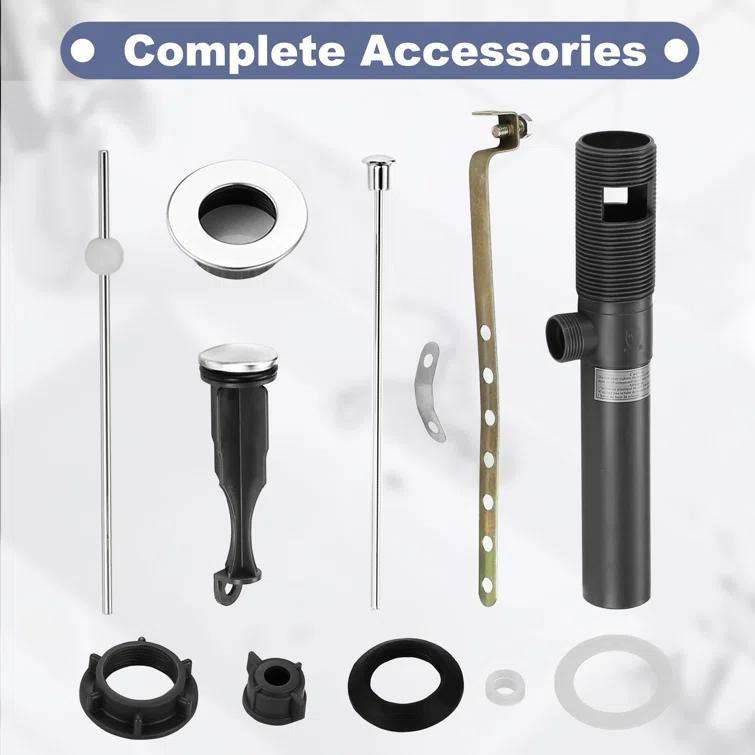 Lift Rod Bathroom Sink Drain with Overflow