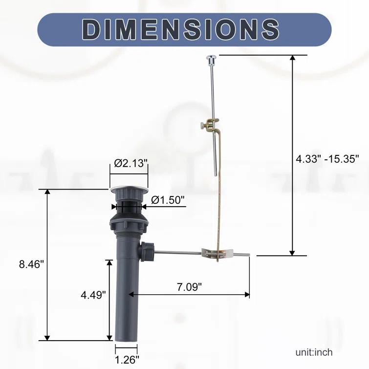 Lift Rod Bathroom Sink Drain with Overflow