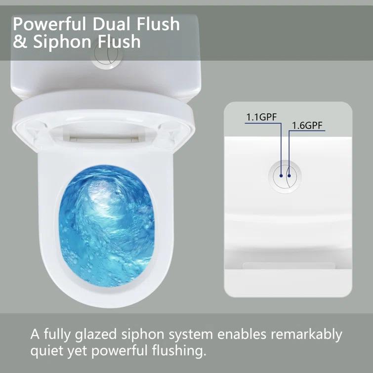 DeerValley DeerValley Liberty Compact Toilets One-Piece Toilet With High-Efficiency Flush Round Toilet for Space-Saving Floor Mounted (Seat Included) DV-1F52812-WHITE