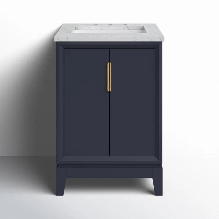 Elizabeth Collection 24 in. Bath Vanity in Monarch Blue With Vanity Top in Carrara White Marble - Vanity Only