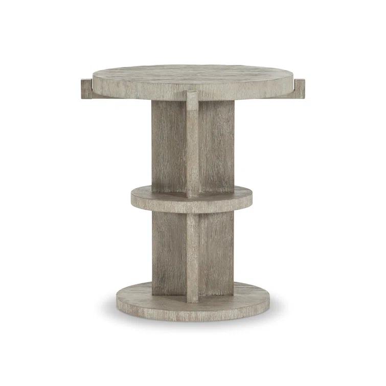Light Shale Round Wooden Transitional End Table