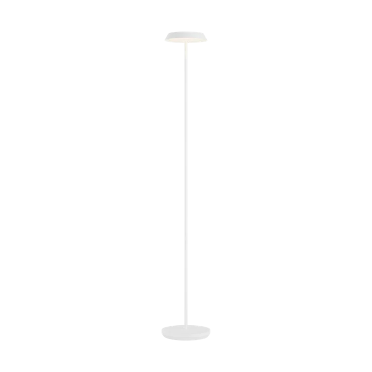 Matte White Outdoor Rechargeable LED Floor Lamp with Aluminum Shade