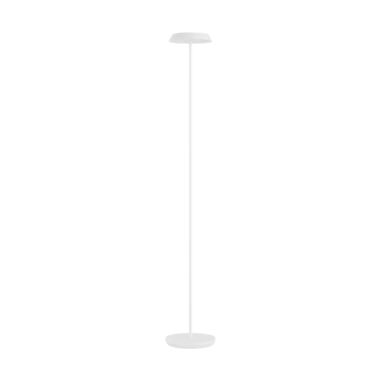 Matte White Outdoor Rechargeable LED Floor Lamp with Aluminum Shade