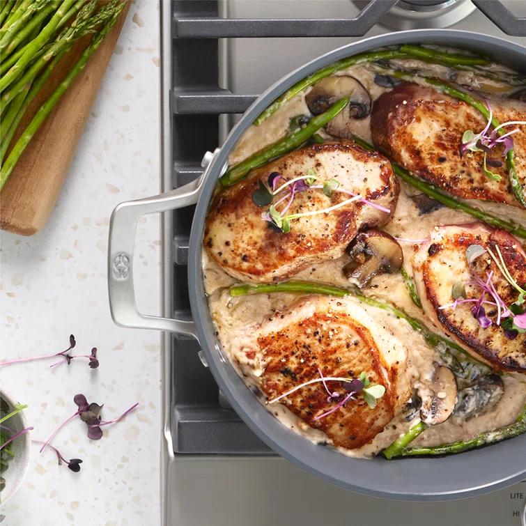 Calphalon Calphalon  Premier Ceramic Nonstick 7-Qt. Dutch Oven with Lid, Mushroom Gray