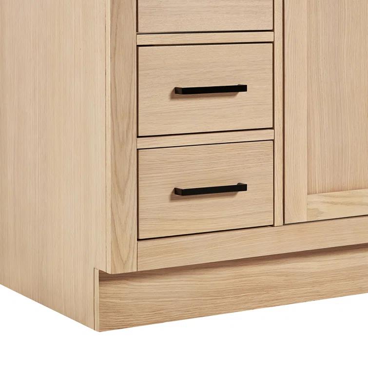 Wildon Home® Tidworth 42'' Solid Wood Single Bathroom Vanity with 1.5'' Carrara Quartz Top, Right Offset Rectangular Sink