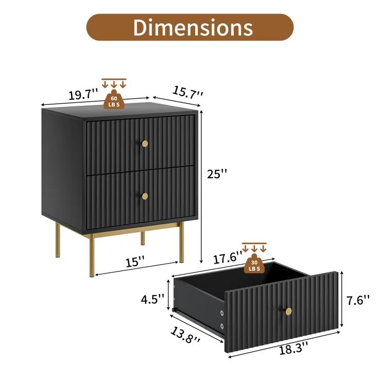 Nightstand With 2 Drawers (Set of 2)