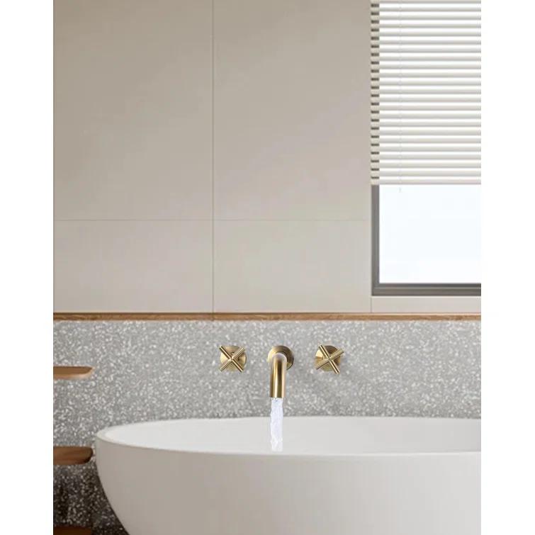 2-Handle Wall Mounted Cross Handle Antique Bathtub Roman Tub Faucet
