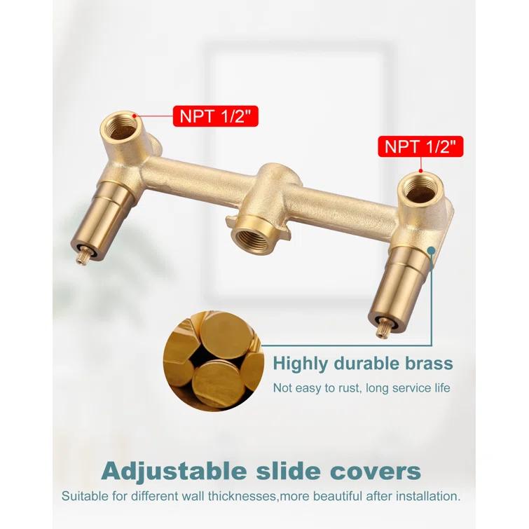 2-Handle Wall Mounted Cross Handle Antique Bathtub Roman Tub Faucet