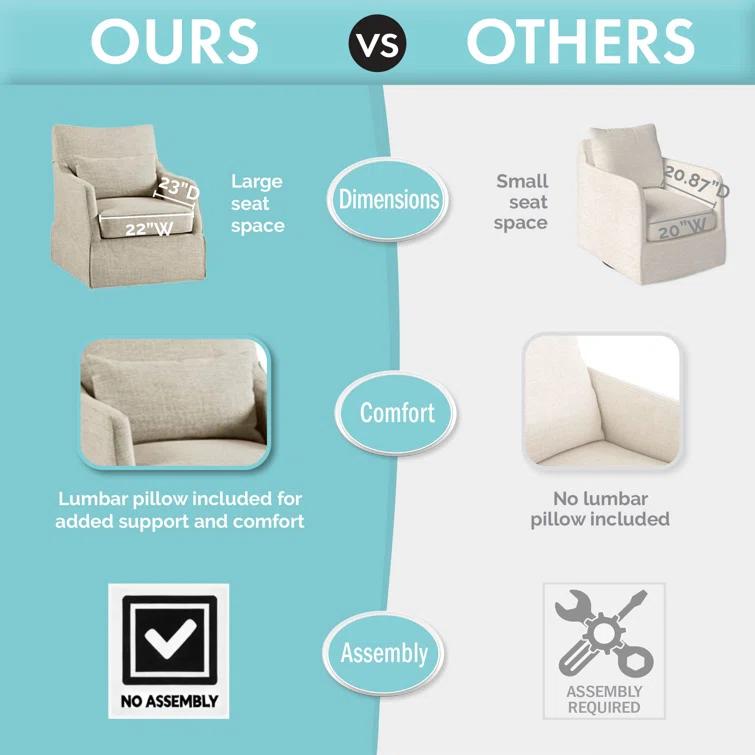 Martha Stewart London 360°Swivel Armchair with Lumbar Pillow