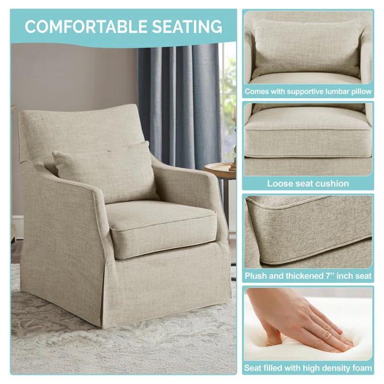 Martha Stewart London 360°Swivel Armchair with Lumbar Pillow